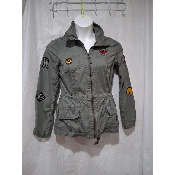 Ashley Jacket Womens M Olive Green Utility Collection Military Full Zip Patches - Picture 1 of 8
